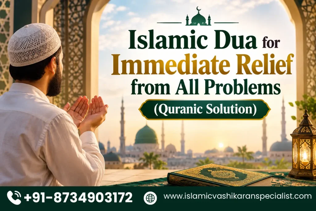 Muslim making dua after prayer while seeking Allah's help during hardship